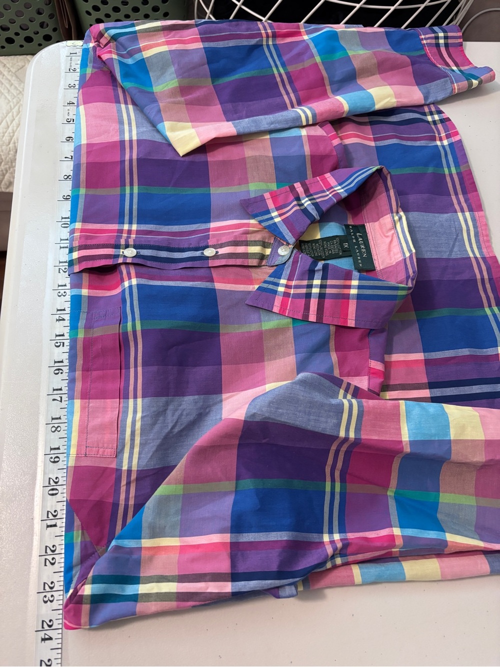 Vintage Ralph Lauren Womens Multicolor Plaid Button Down Shirt Size XL Hamptons - Picture 5 of 8